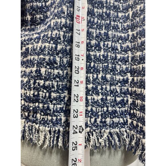 St. John Coture Navy Boucle Fringe Jacket USA Quiet Luxury Power Dress Size L - Picture 7 of 8